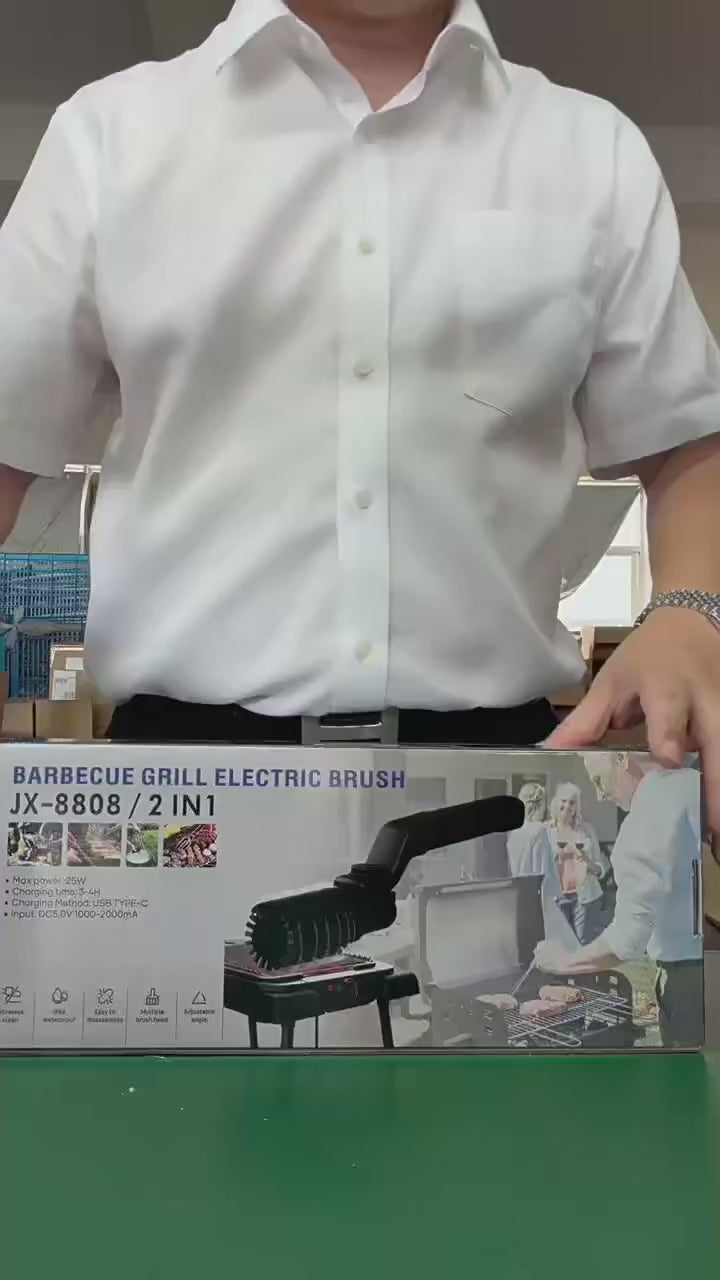 Rotary Electric Grill Brush — 180° Swivel Cleaning Head, Cordless & Rechargeable